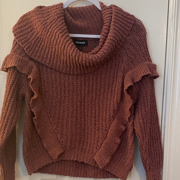 Express Cozy soft blush pink Cowl Neck Sweater - Picture 3 of 4